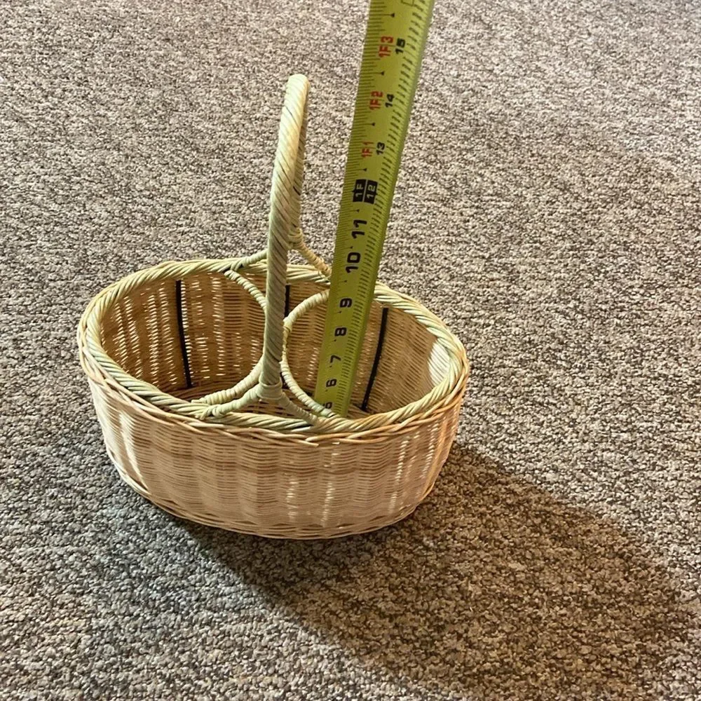 Natural Wicker Basket with Floral Design